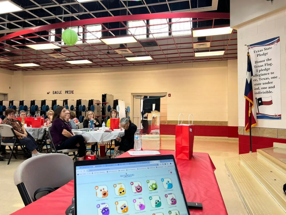Educators attending a Vizipp training session in a Texas school cafeteria